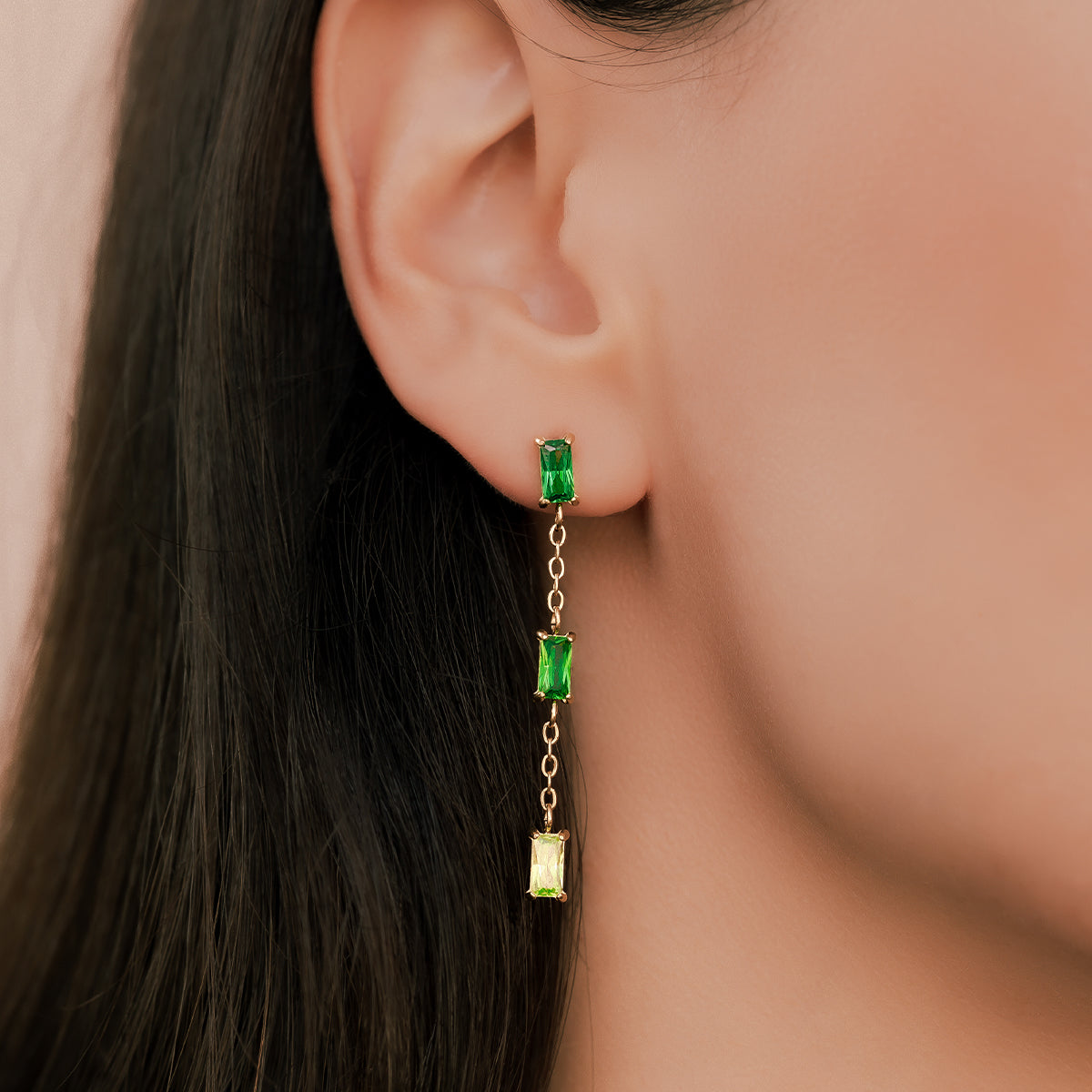 Ombre Baguette Dangle Earrings