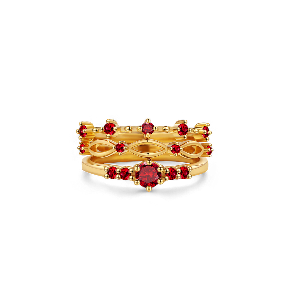 Braided Birthstone Stacking Ring Set