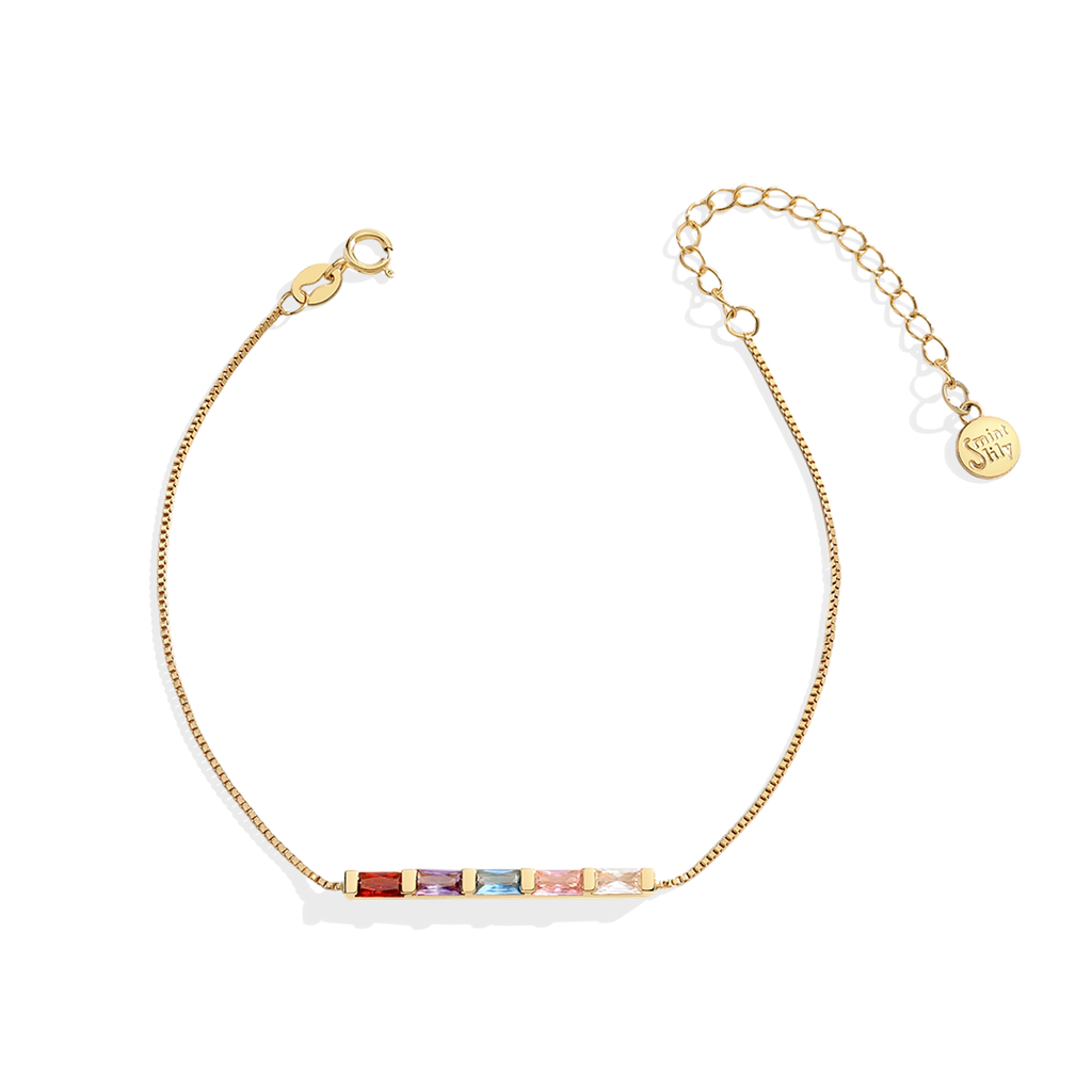 Dainty Baguette Birthstone Bracelet