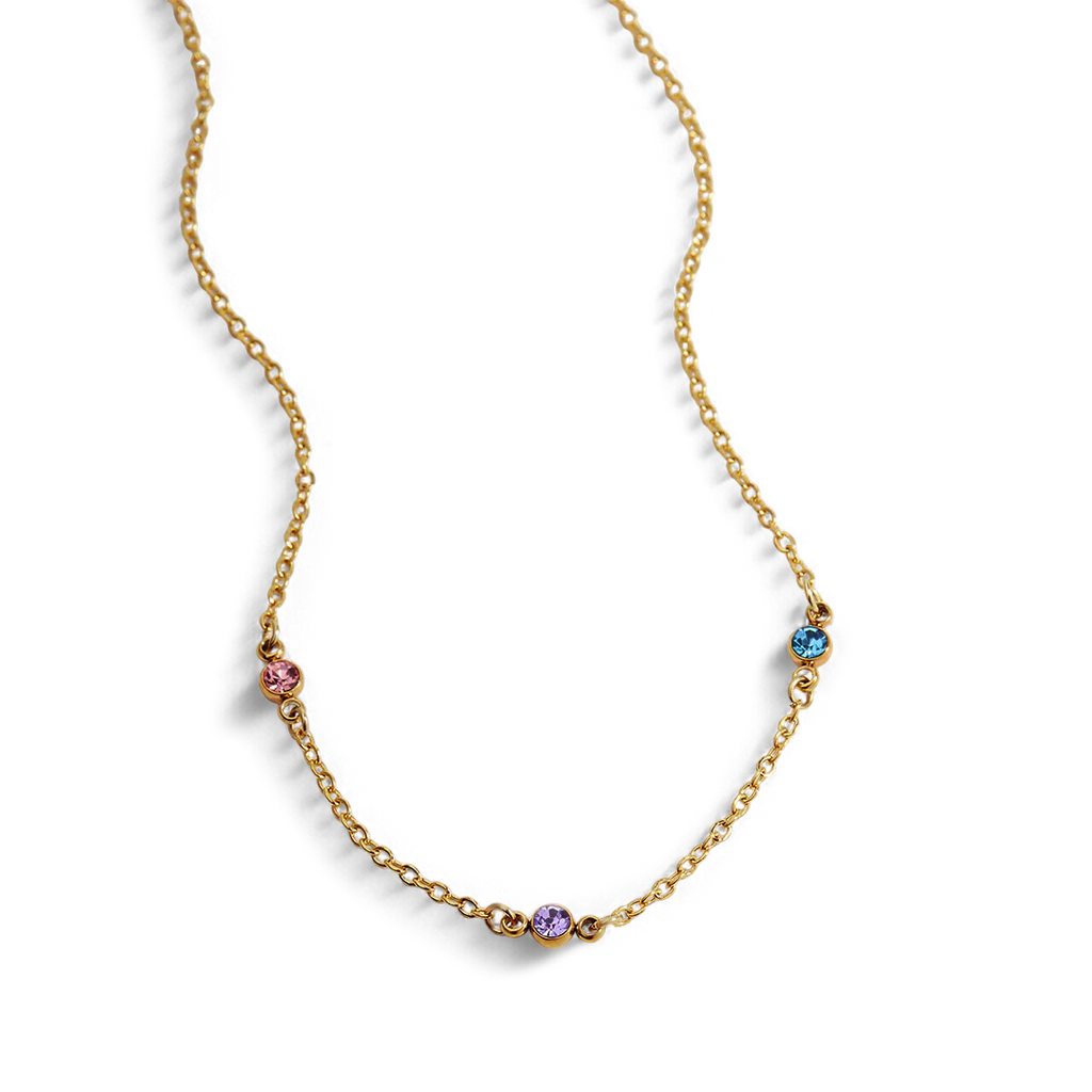 Dainty Birthstone Station Necklace