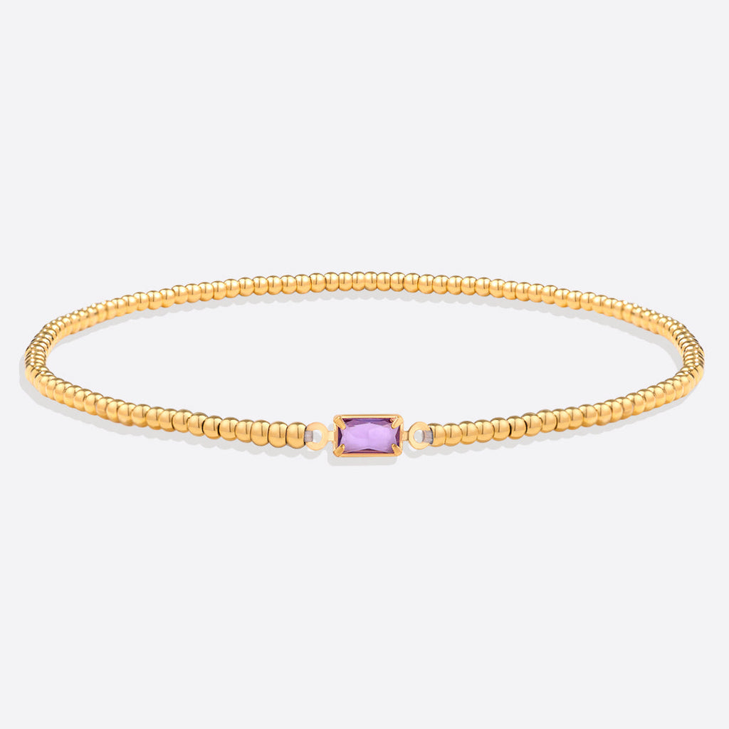 Gold Beaded Birthstone Bracelet