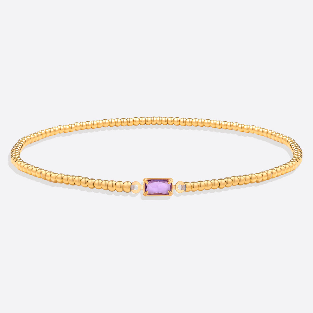 Gold Beaded Birthstone Bracelet