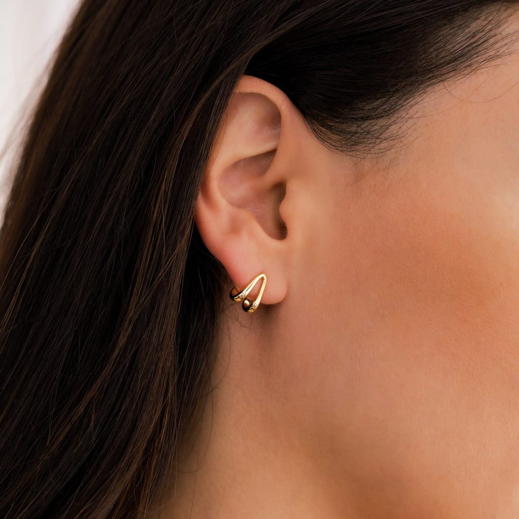 Gold Wishbone Huggie Earrings