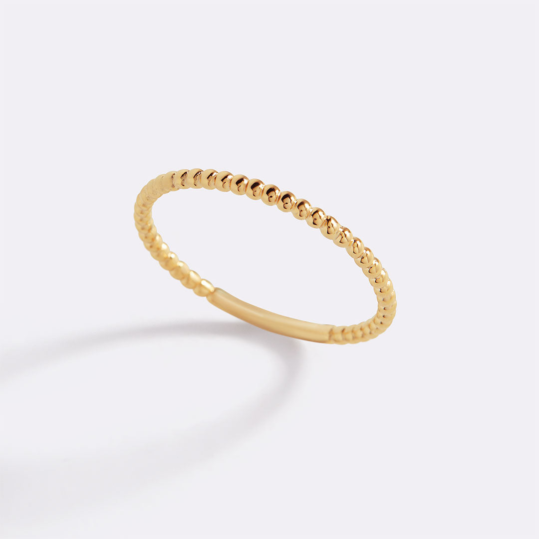 Gold Dainty Stacking Beaded Ring