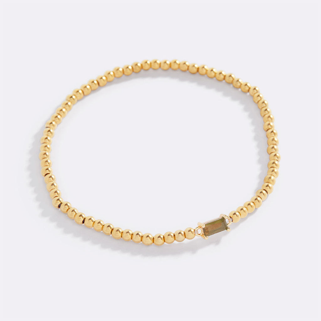 Gold Beaded Birthstone Bracelet
