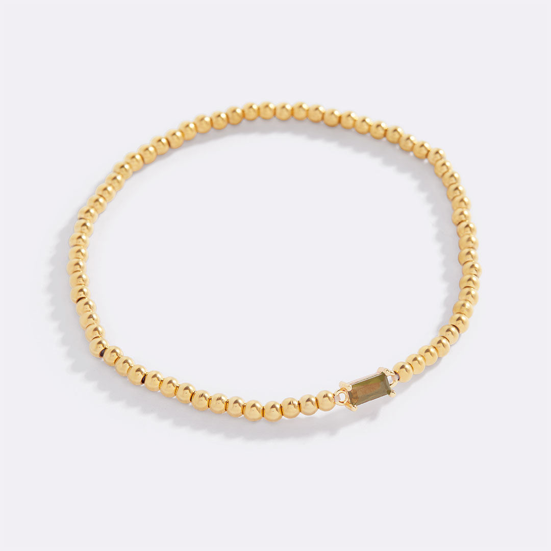 Gold Beaded Birthstone Bracelet