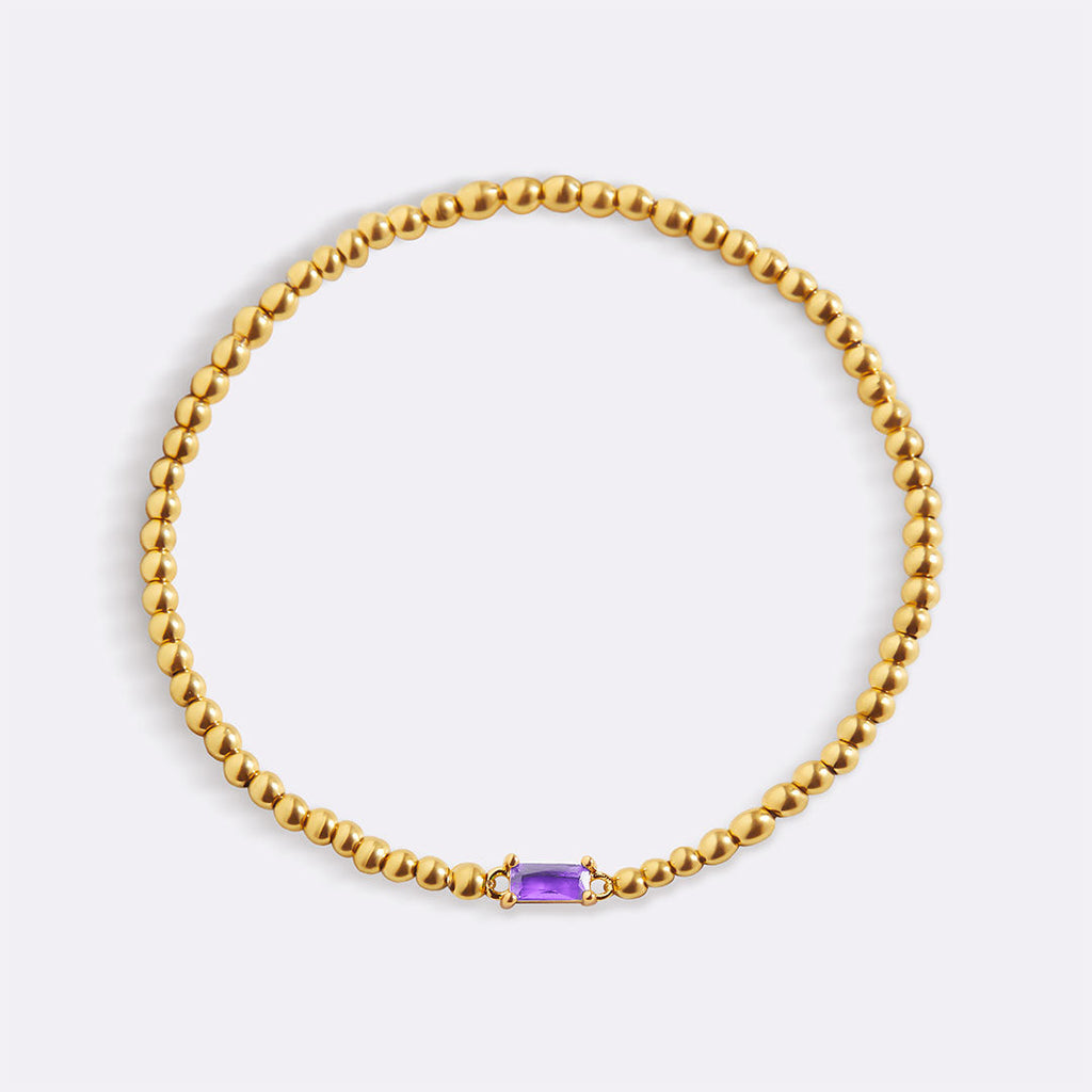 Gold Beaded Birthstone Bracelet