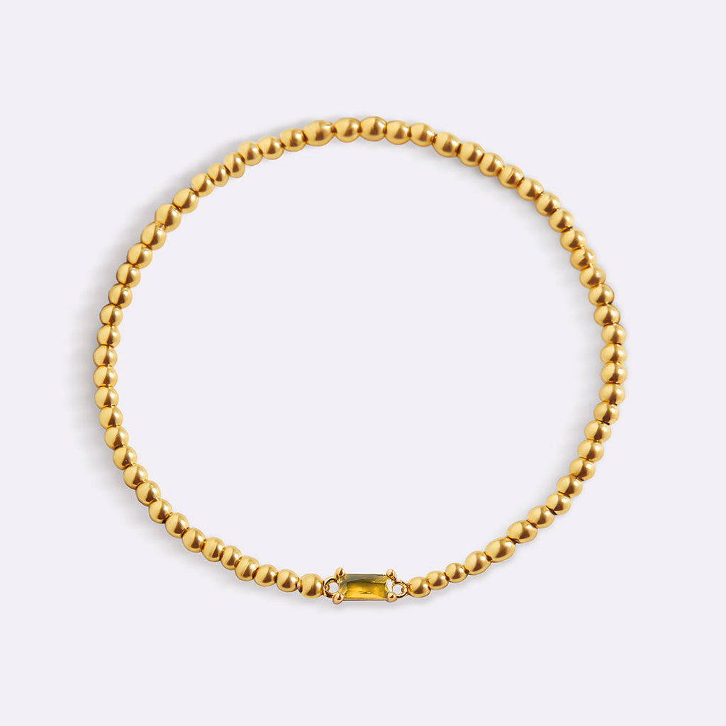 Gold Beaded Birthstone Bracelet