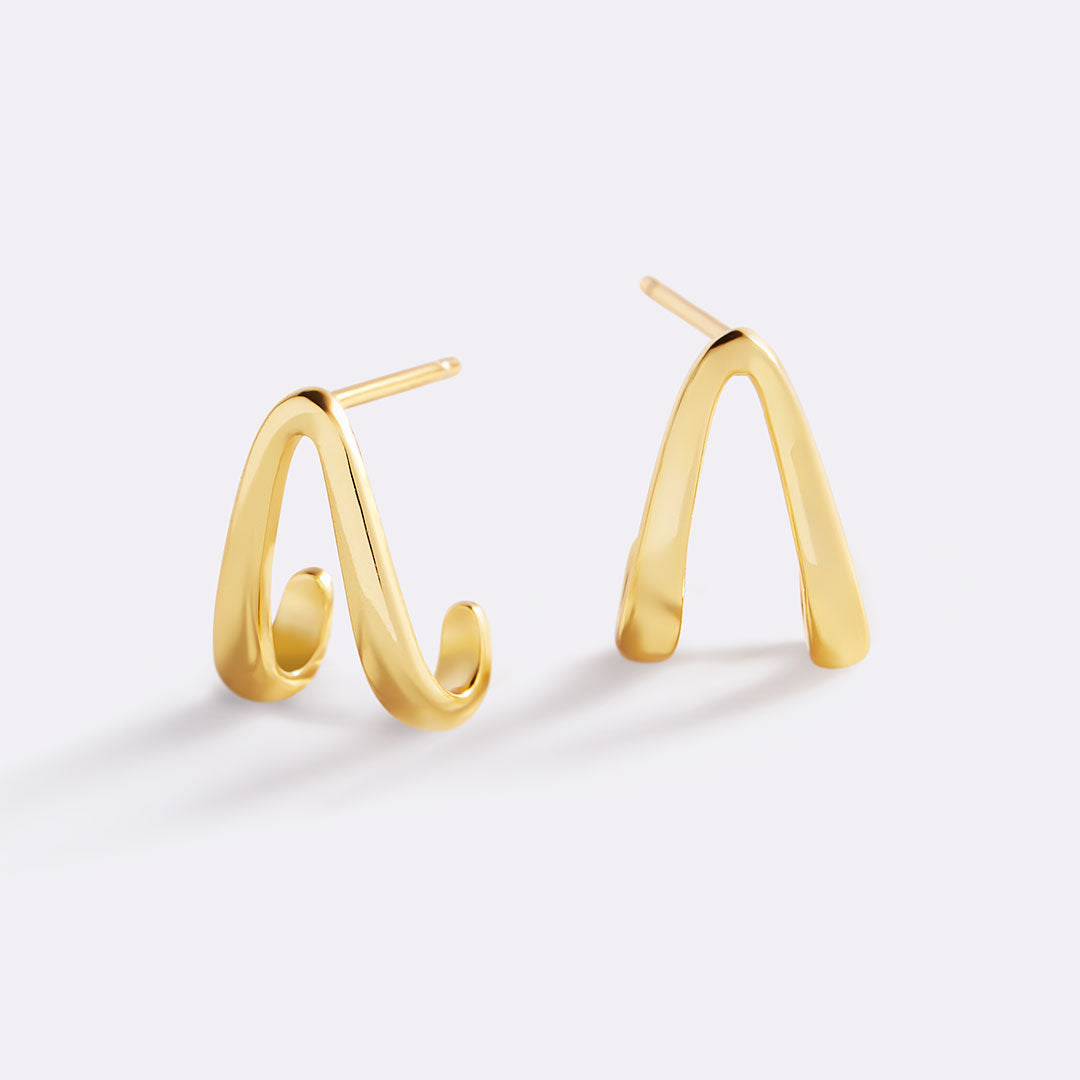 Gold Wishbone Huggie Earrings