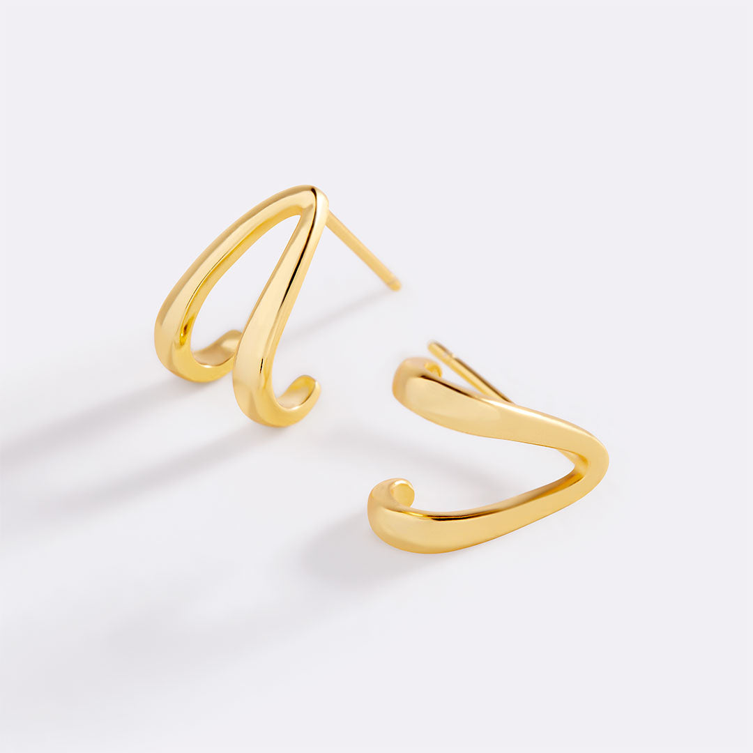 Gold Wishbone Huggie Earrings