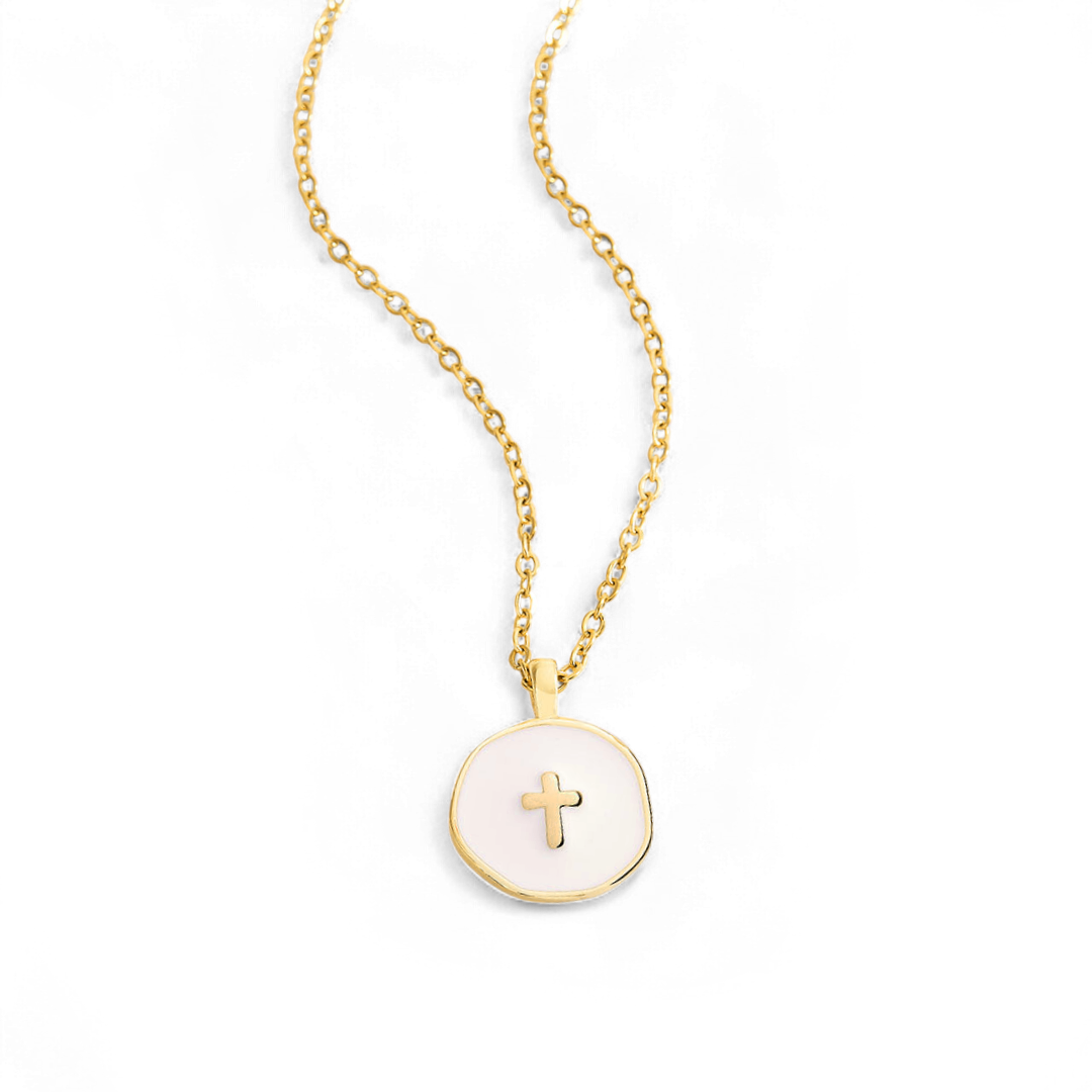 Minimalist Enamel Cross Pendant