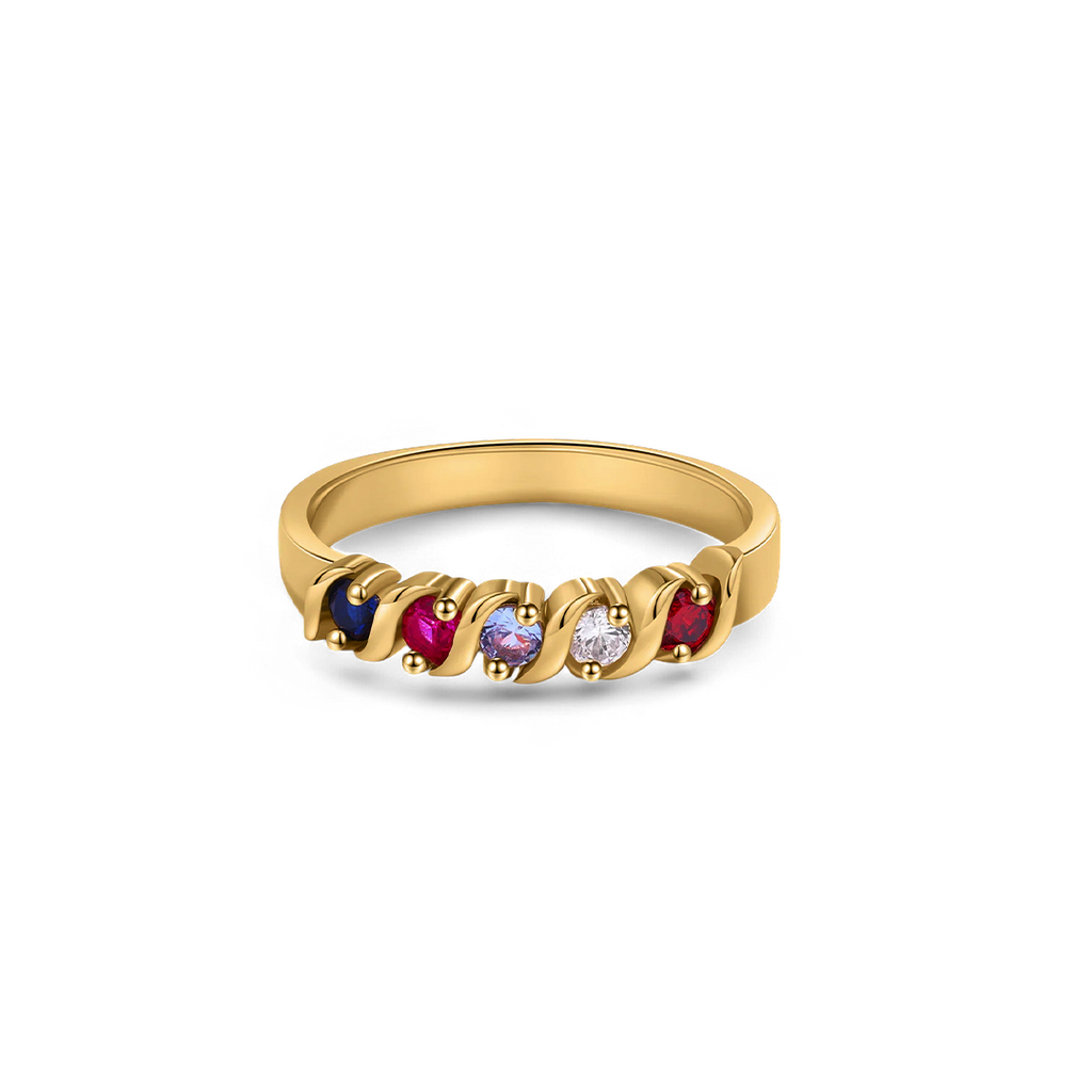 Personalized Wave Birthstones Ring
