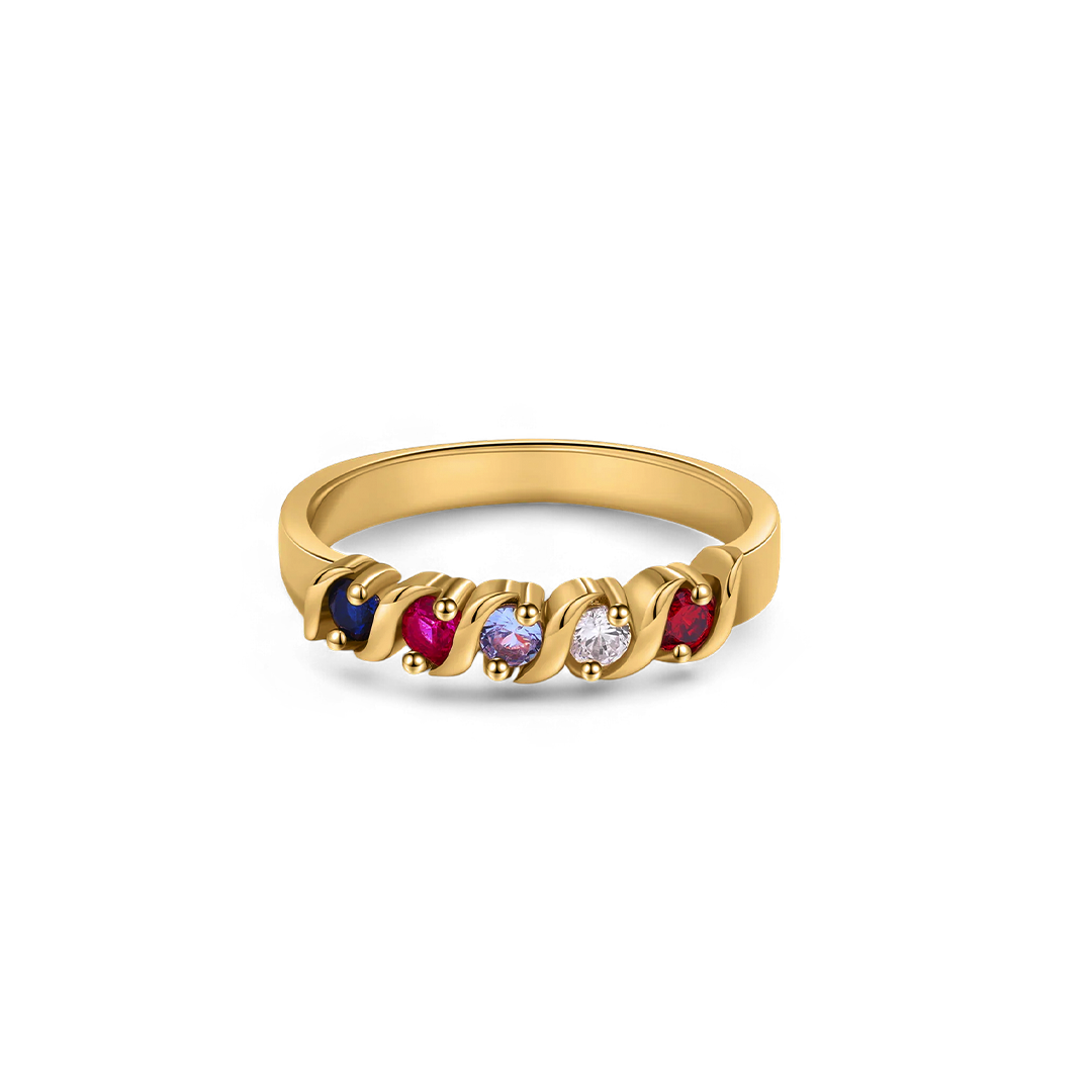 Personalized Wave Birthstones Ring