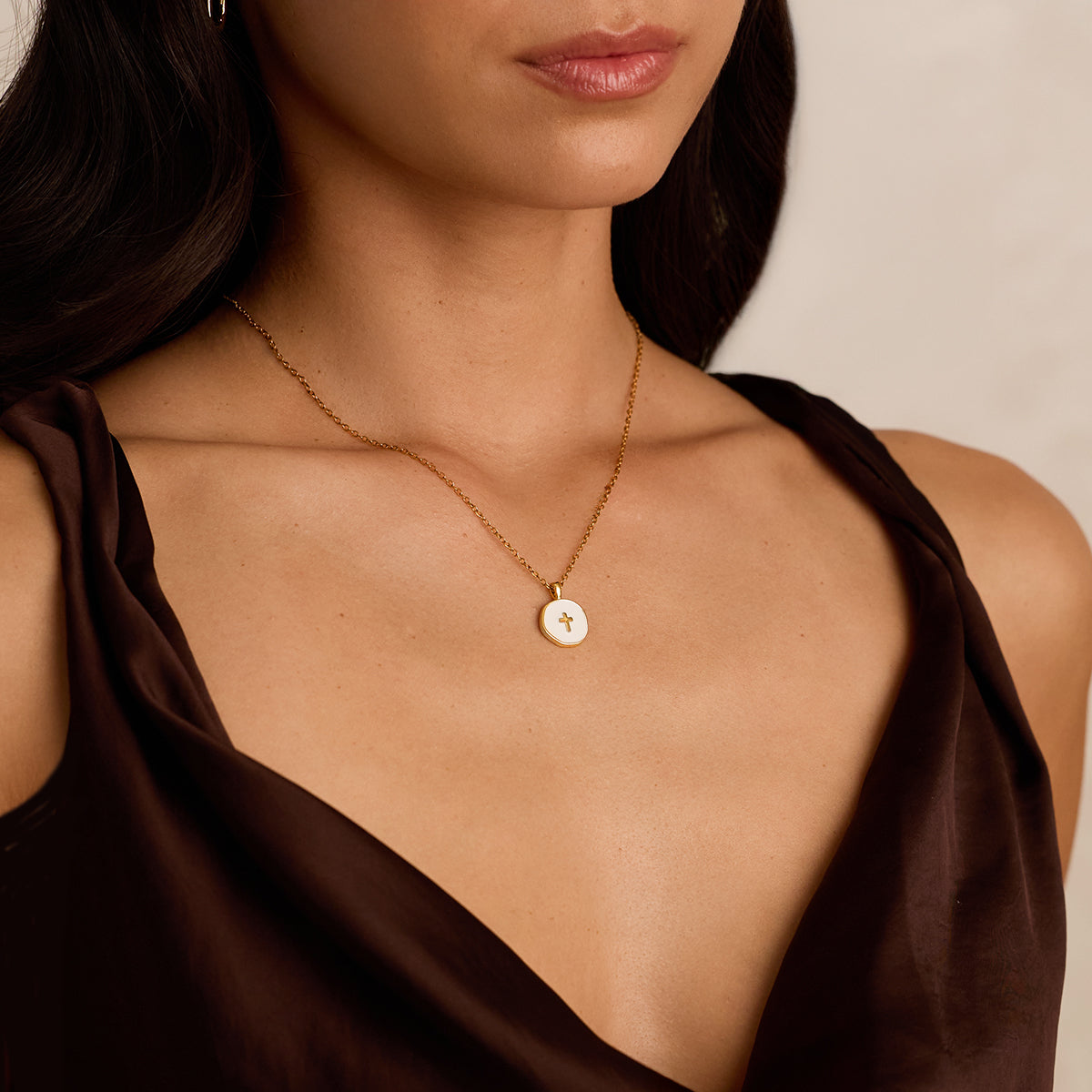 Minimalist Enamel Cross Pendant