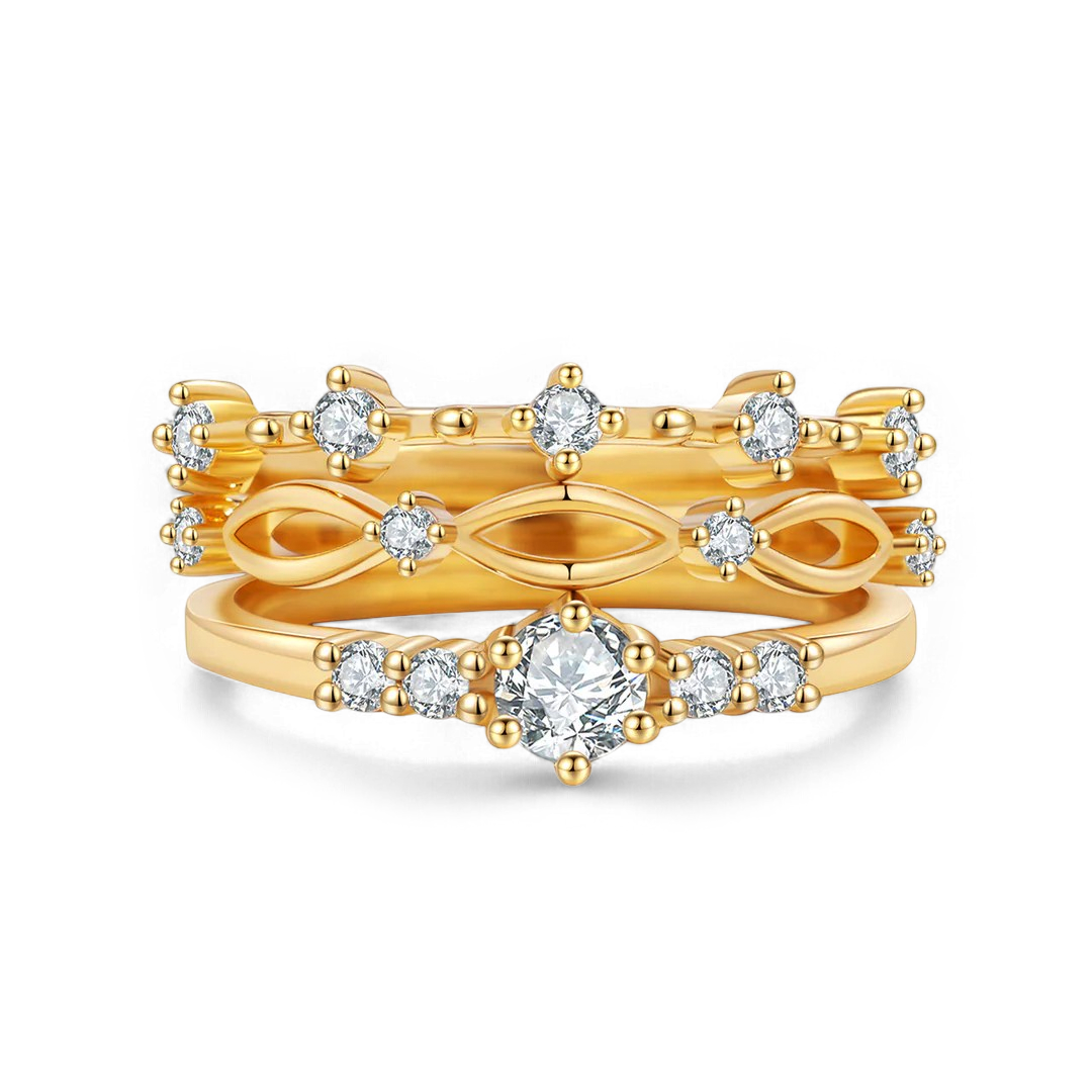 Braided Birthstone Stacking Ring Set