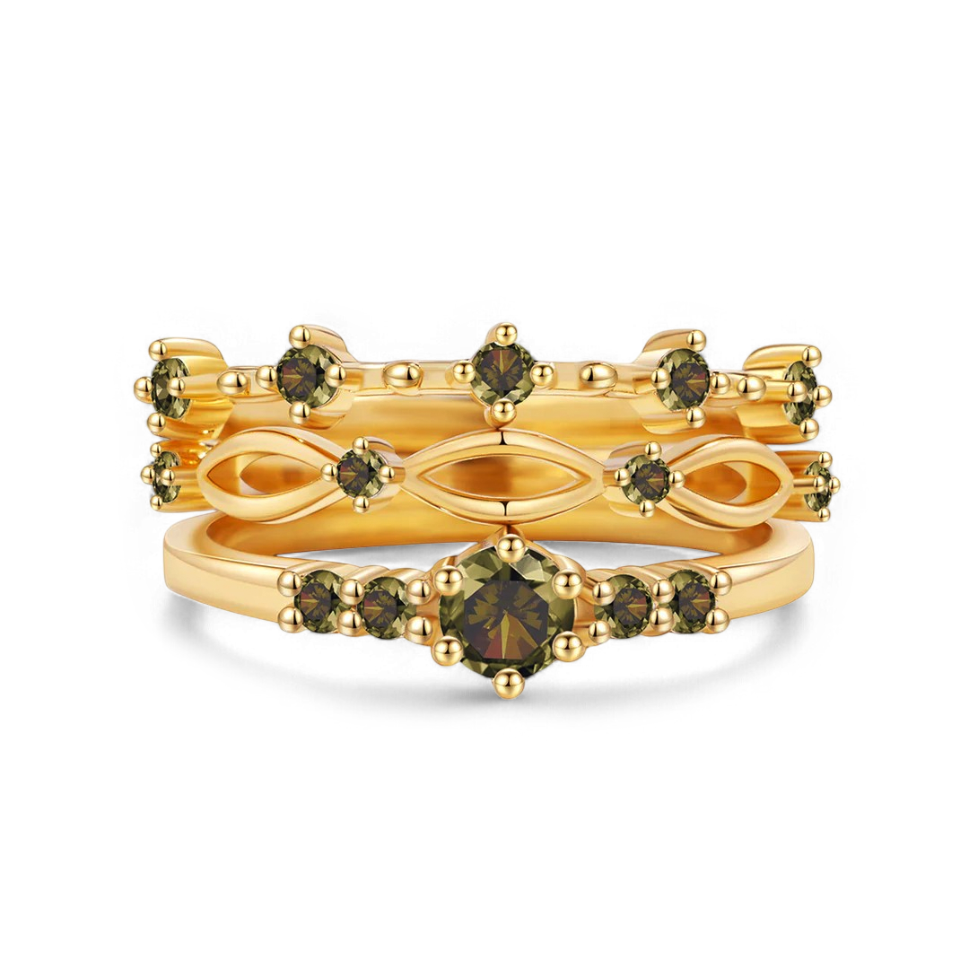 Braided Birthstone Stacking Ring Set