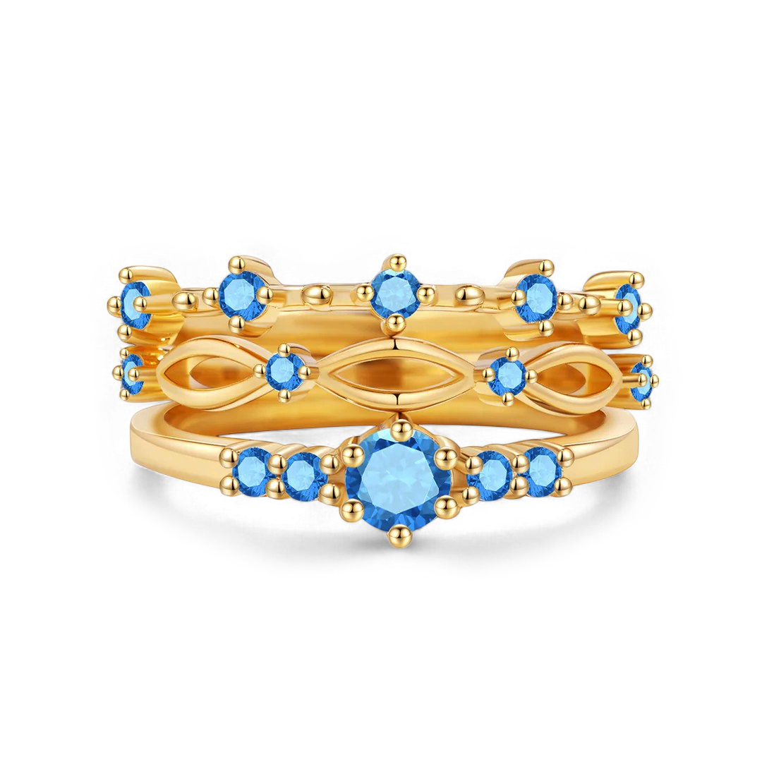 Braided Birthstone Stacking Ring Set