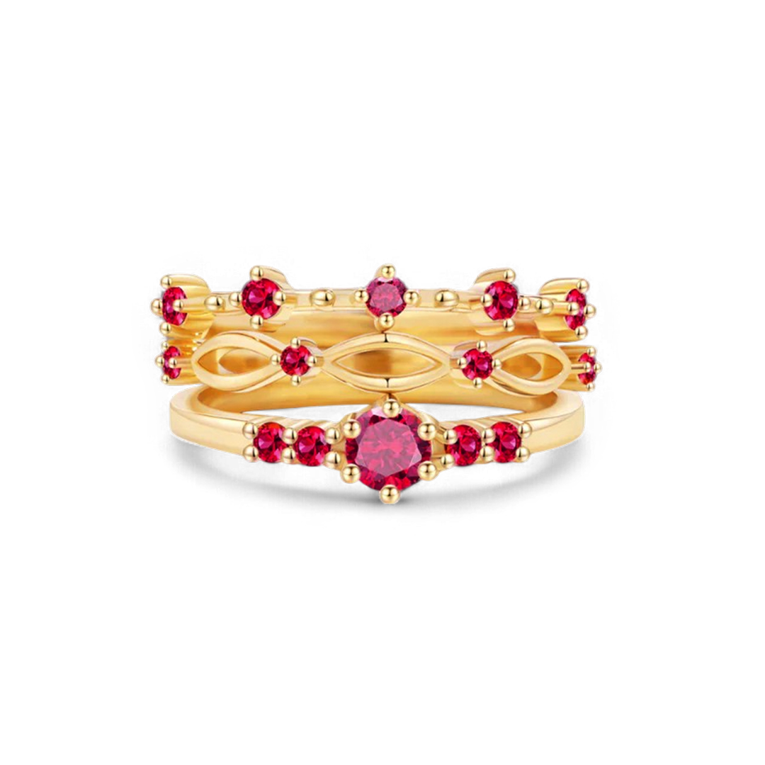 Braided Birthstone Stacking Ring Set