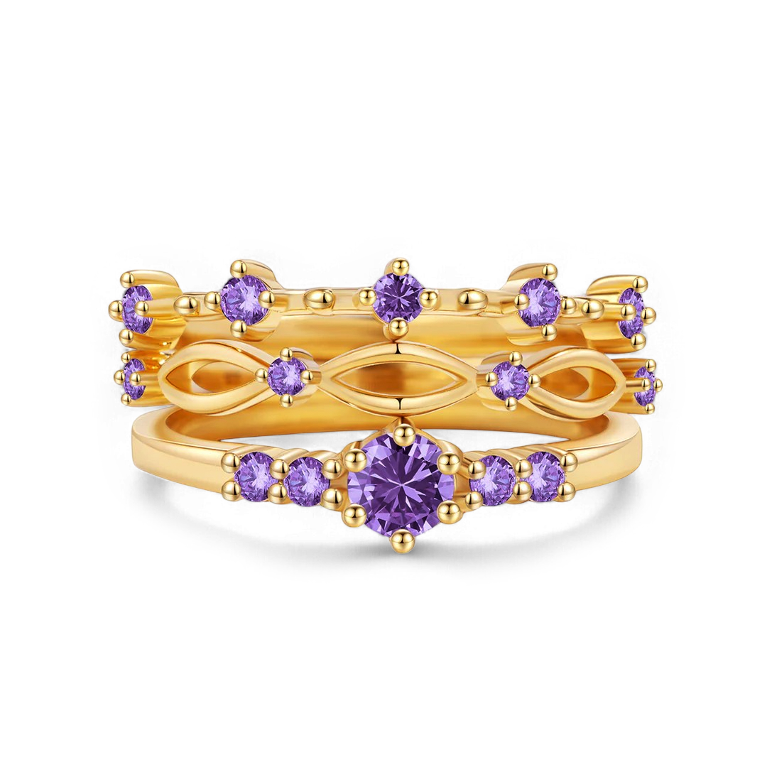 Braided Birthstone Stacking Ring Set