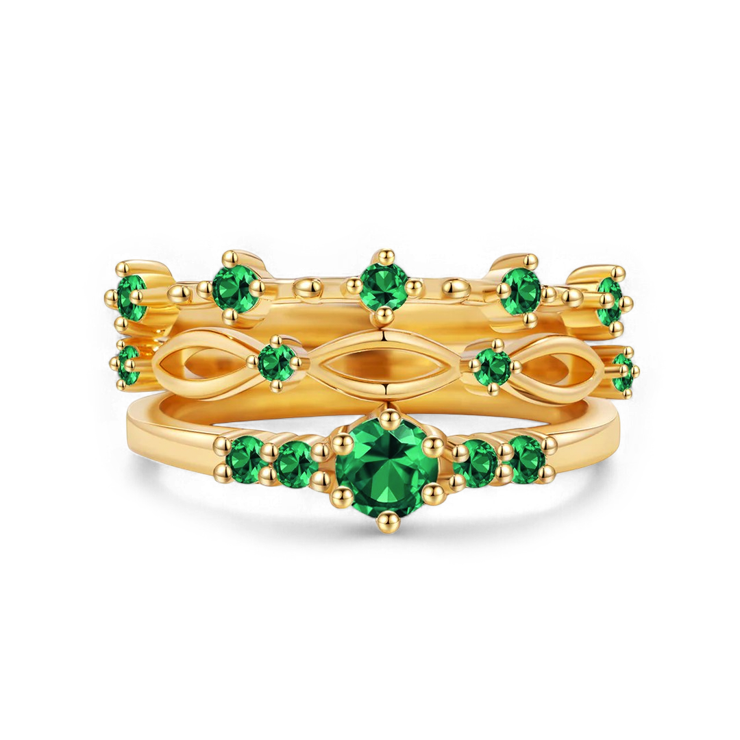 Braided Birthstone Stacking Ring Set