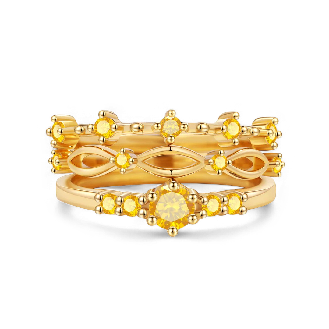 Braided Birthstone Stacking Ring Set