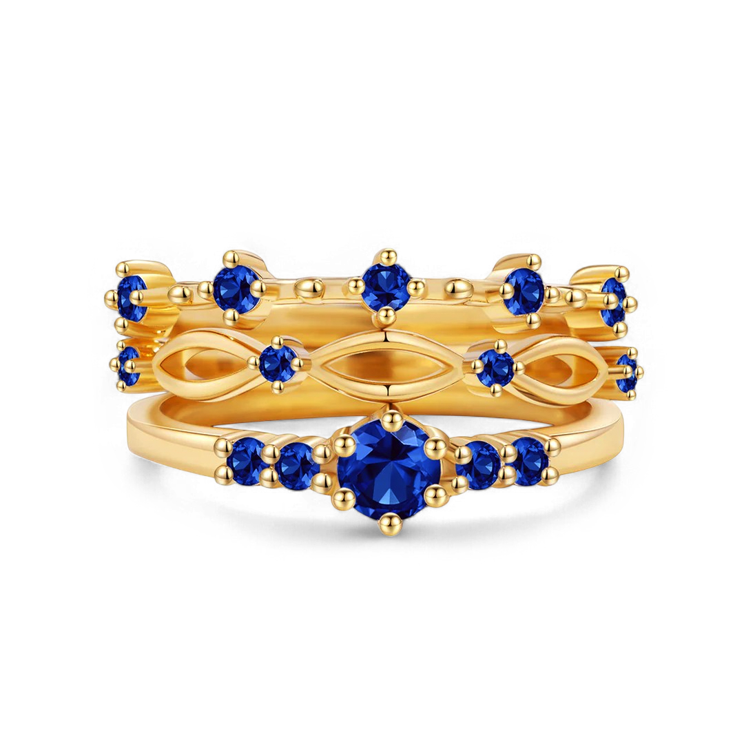 Braided Birthstone Stacking Ring Set