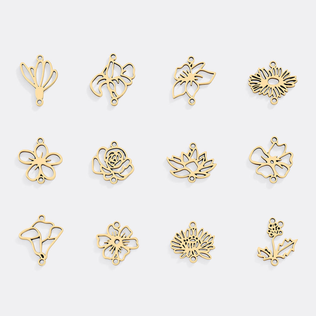 Personalized Birth Flower & Birthstones Bracelet November Chrystanthemum