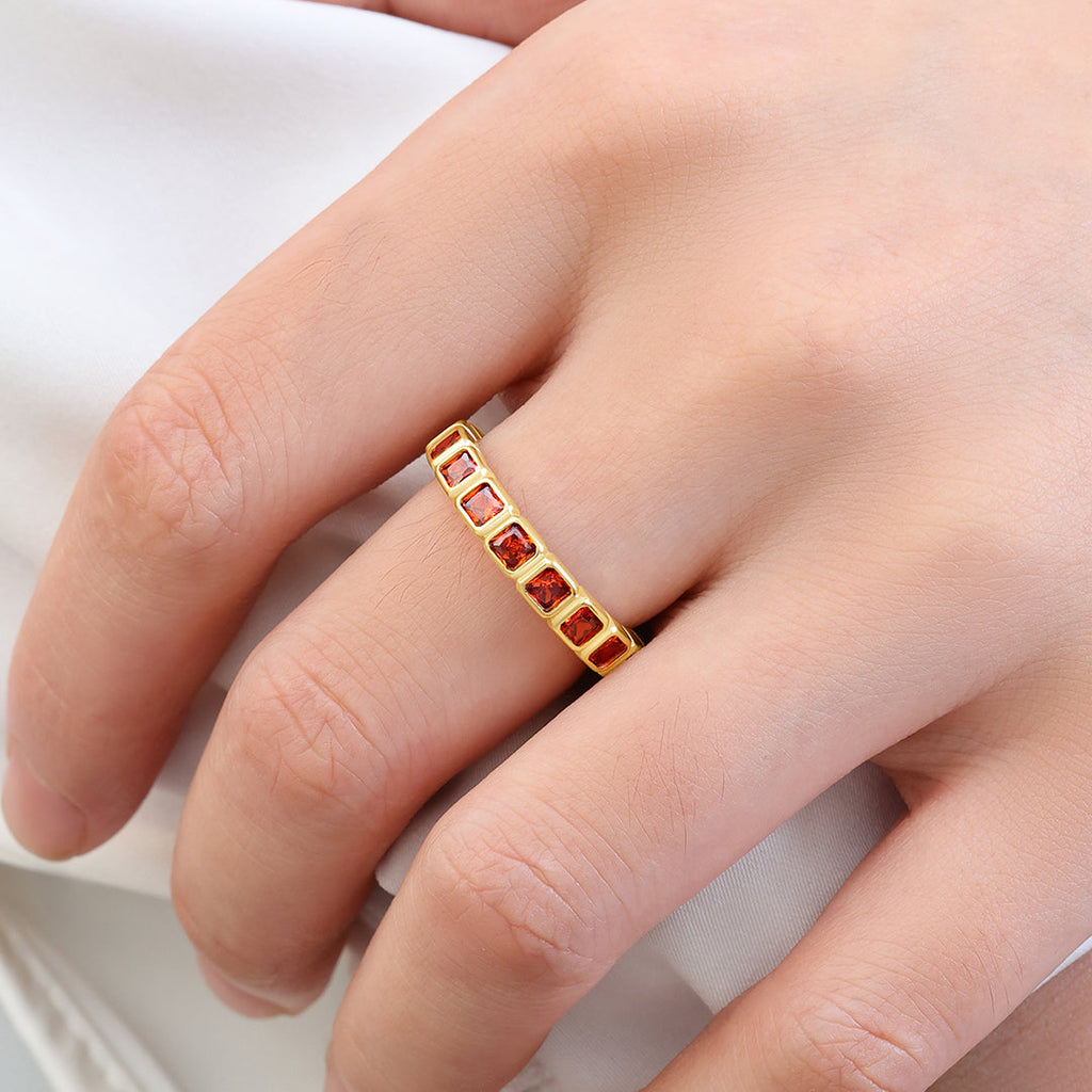 Asscher Cut Birthstone Eternity Ring