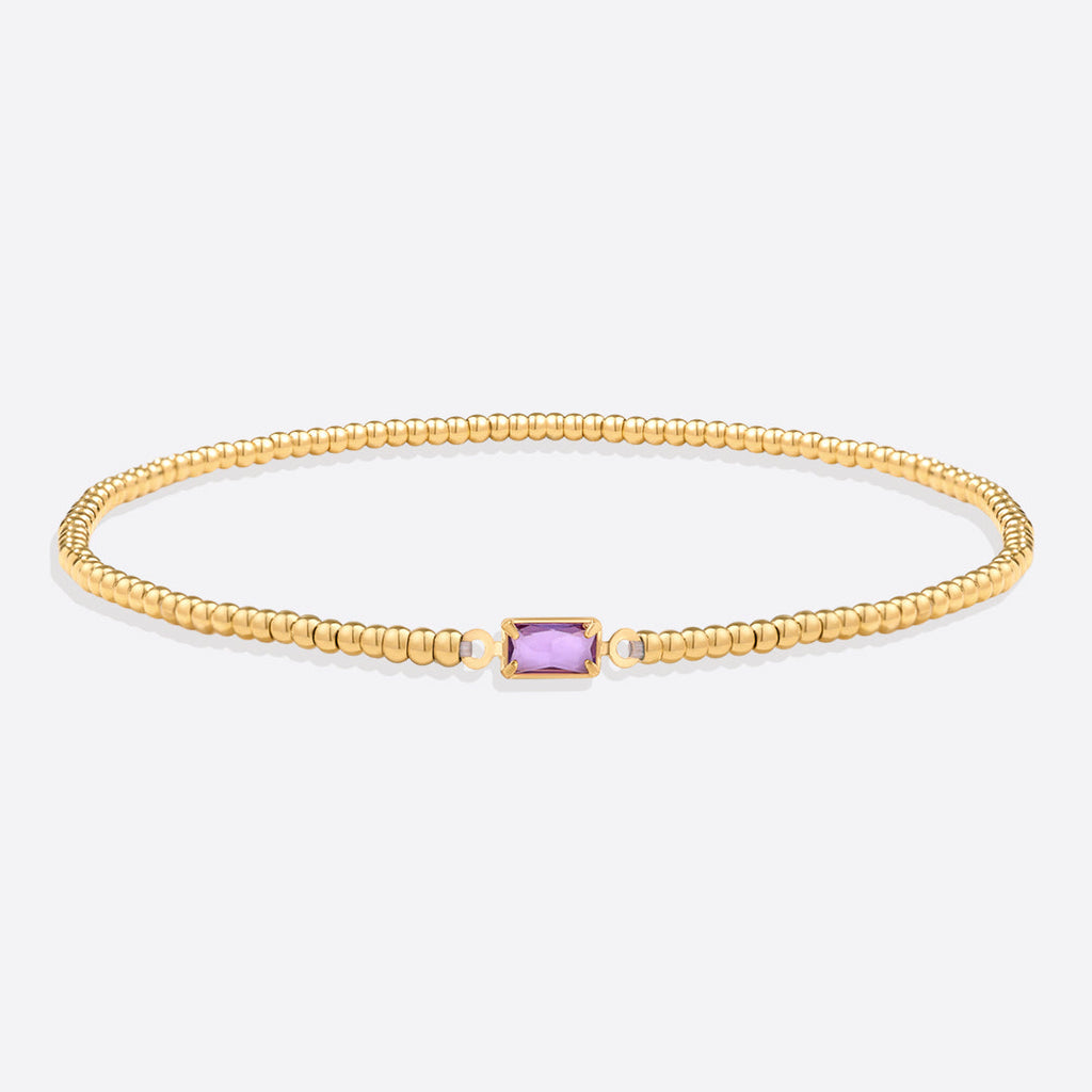 Gold Beaded Birthstone Bracelet