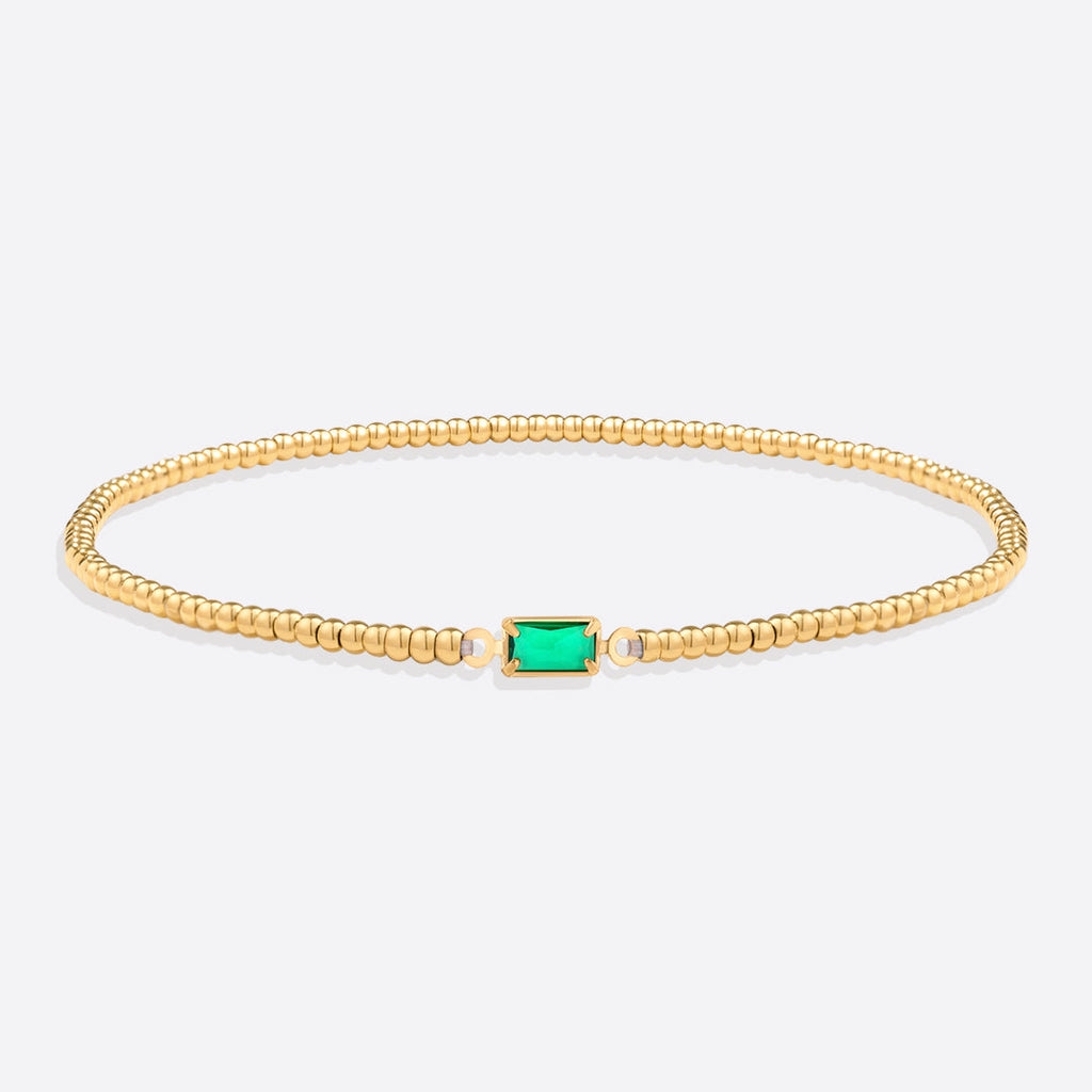 Gold Beaded Birthstone Bracelet