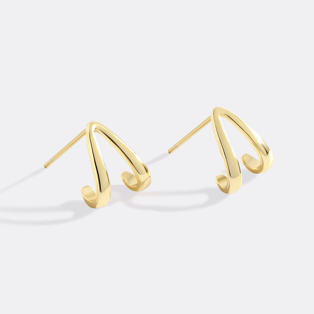 Gold Wishbone Huggie Earrings