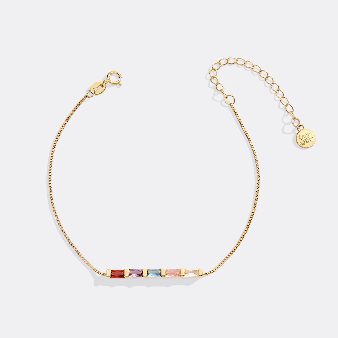 Dainty Baguette Birthstone Bracelet