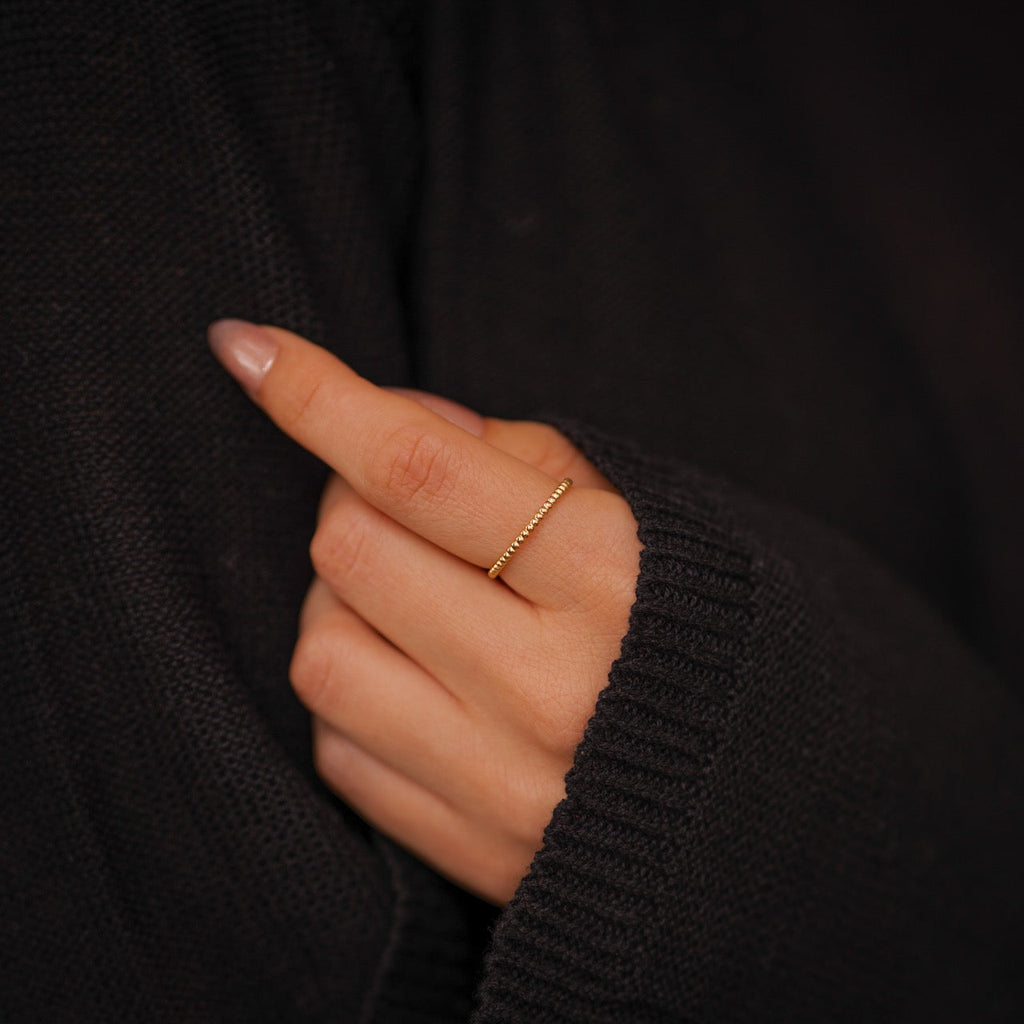 Gold Dainty Stacking Beaded Ring