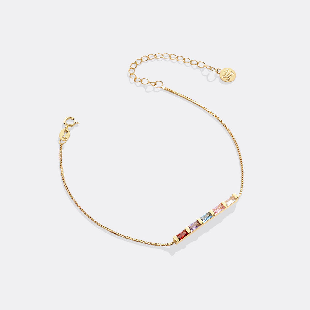 Dainty Baguette Birthstone Bracelet