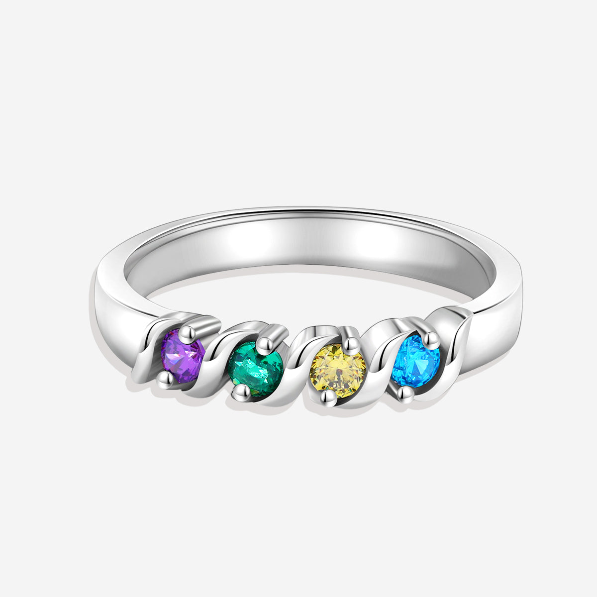 Personalized Wave Birthstones Ring