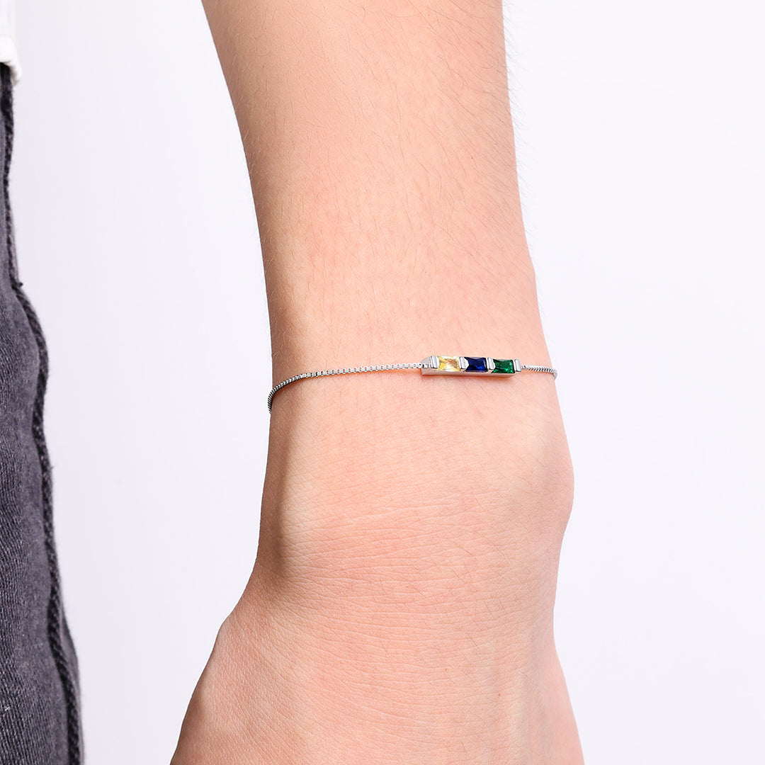 Dainty Baguette Birthstone Bracelet