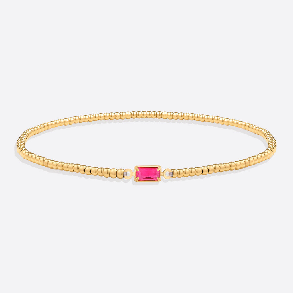 Gold Beaded Birthstone Bracelet