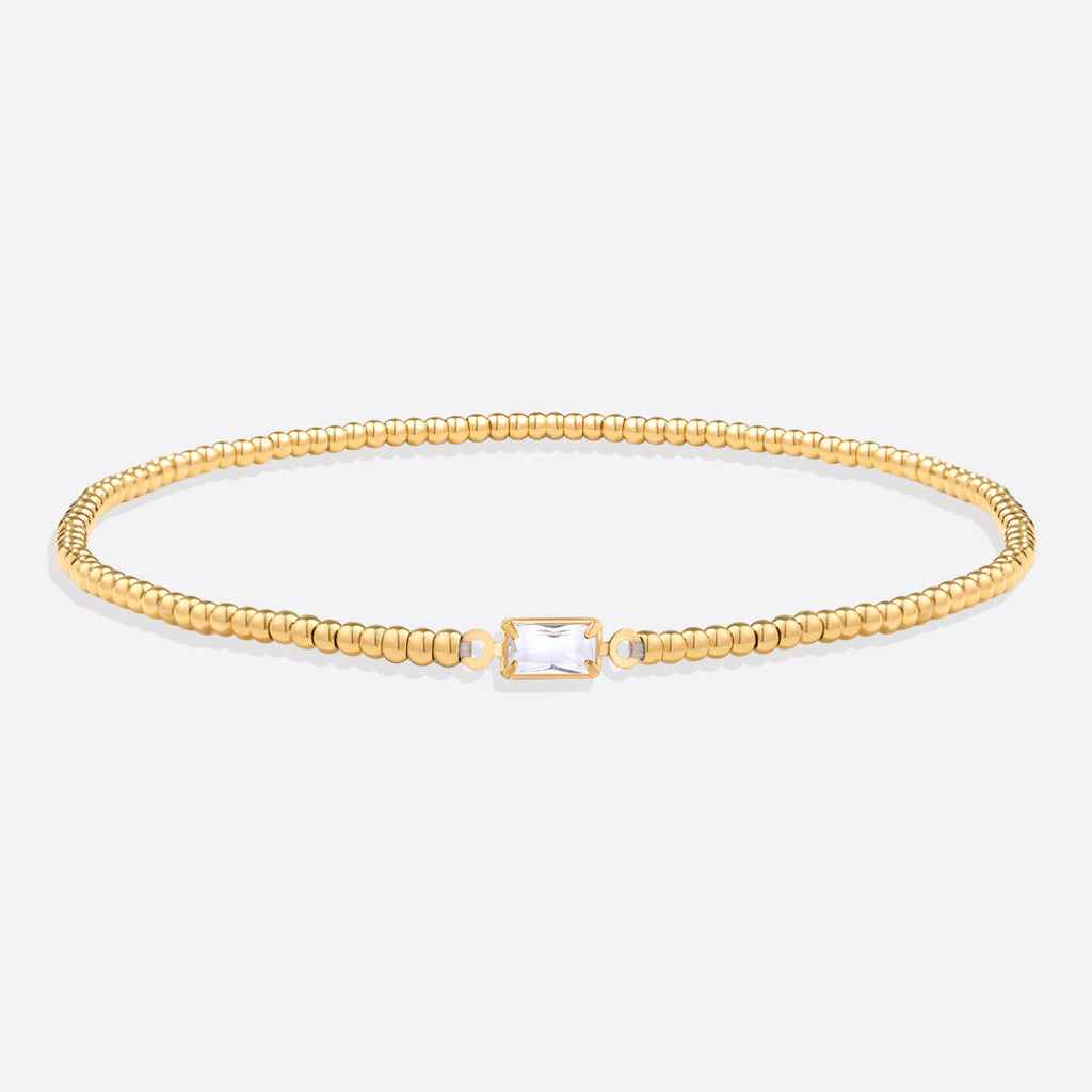 Gold Beaded Birthstone Bracelet