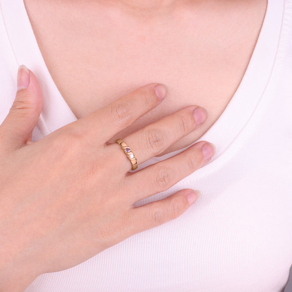 Personalized Wave Birthstones Ring