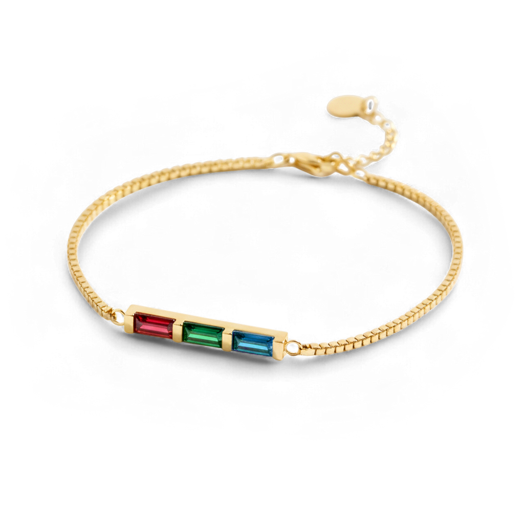 Dainty Baguette Birthstone Bracelet