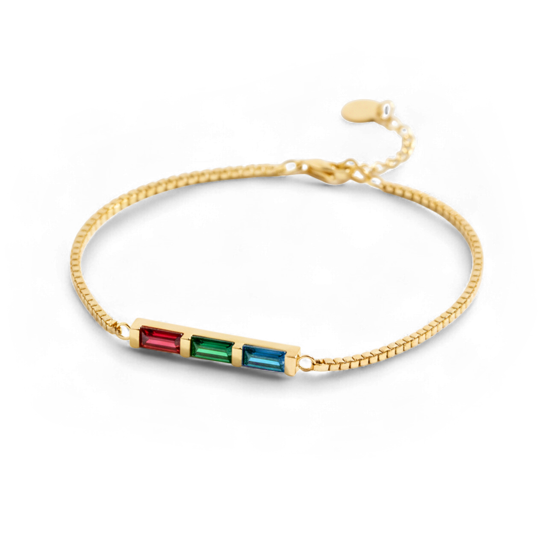 Dainty Baguette Birthstone Bracelet
