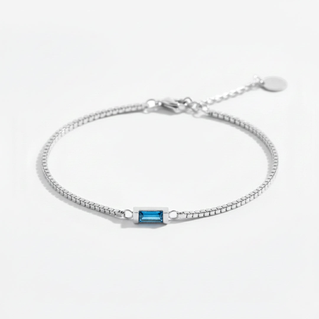 Dainty Baguette Birthstone Bracelet