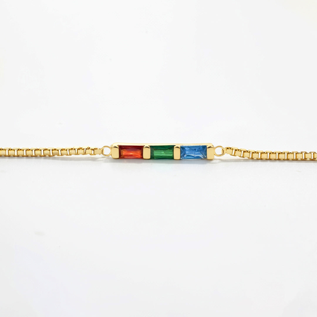 Dainty Baguette Birthstone Bracelet