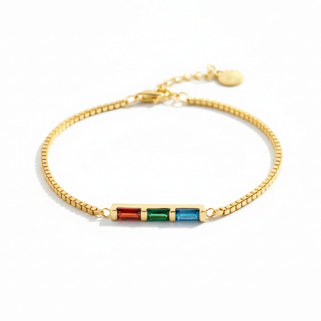 Dainty Baguette Birthstone Bracelet