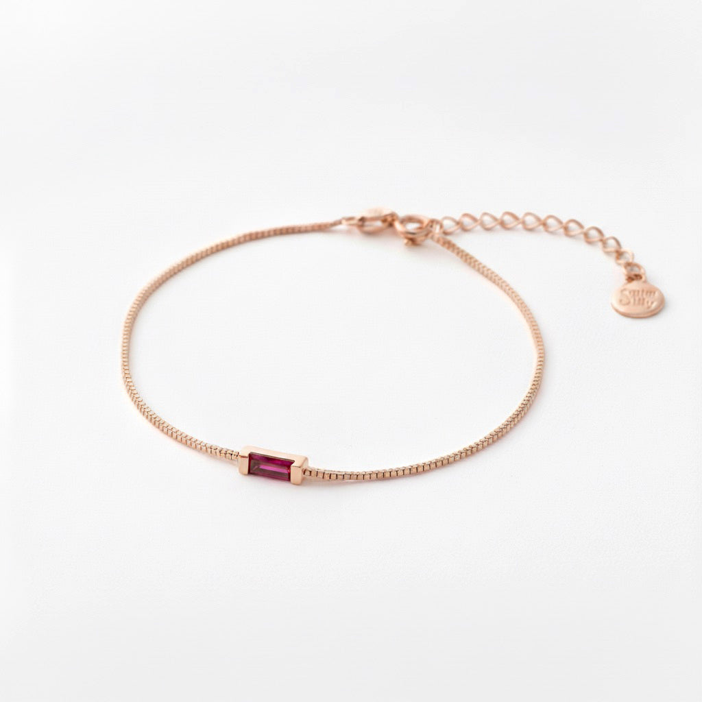 Dainty Baguette Birthstone Bracelet